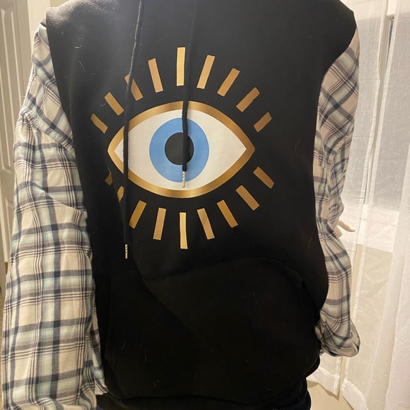 Upcycled No Evil Eye thematic hoodie - Picture 5 of 5